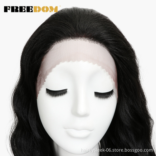 Magic 28" Lace Front Synthetic Wigs For Black Women Natural Long Wavy African American Wig Heat Resistant Fiber Middle Parting